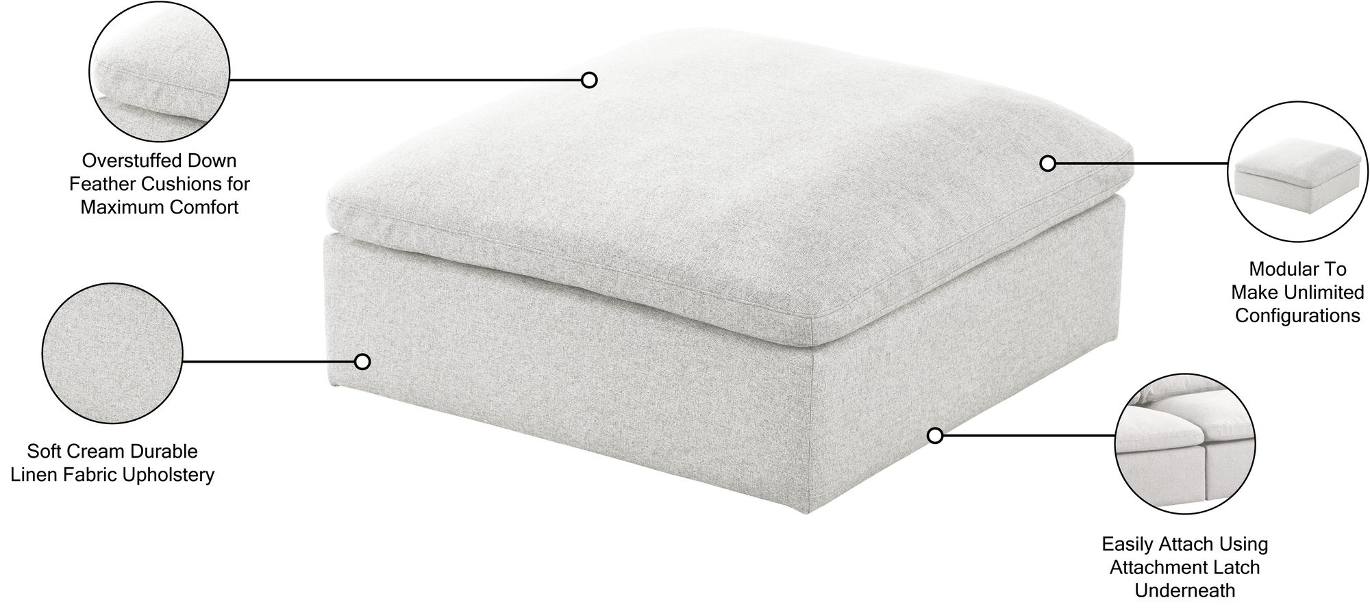 Serene Linen Fabric Deluxe Comfort Ottoman