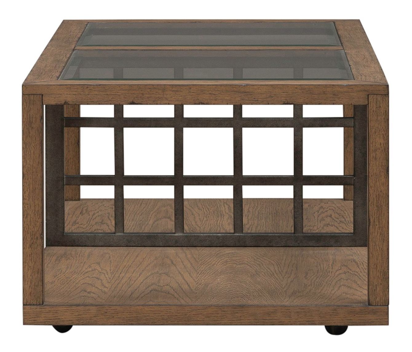 Bayhill Trellis Glass & Wood Cocktail Table | Honey Brown