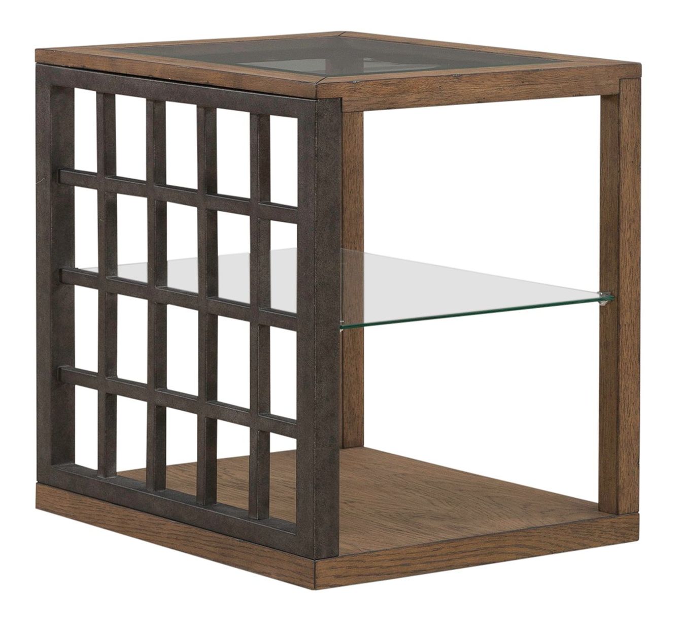 Bayhill Trellis Glass & Wood Cocktail Table | Honey Brown