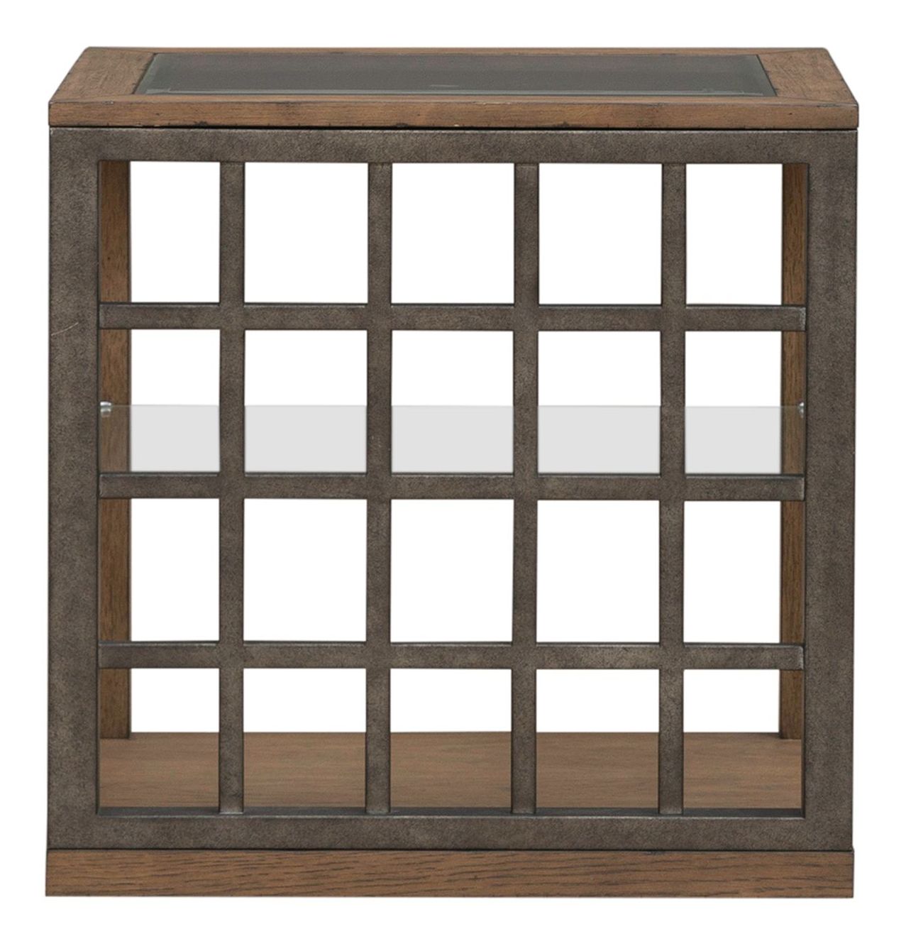 Bayhill Trellis Glass & Wood Cocktail Table | Honey Brown