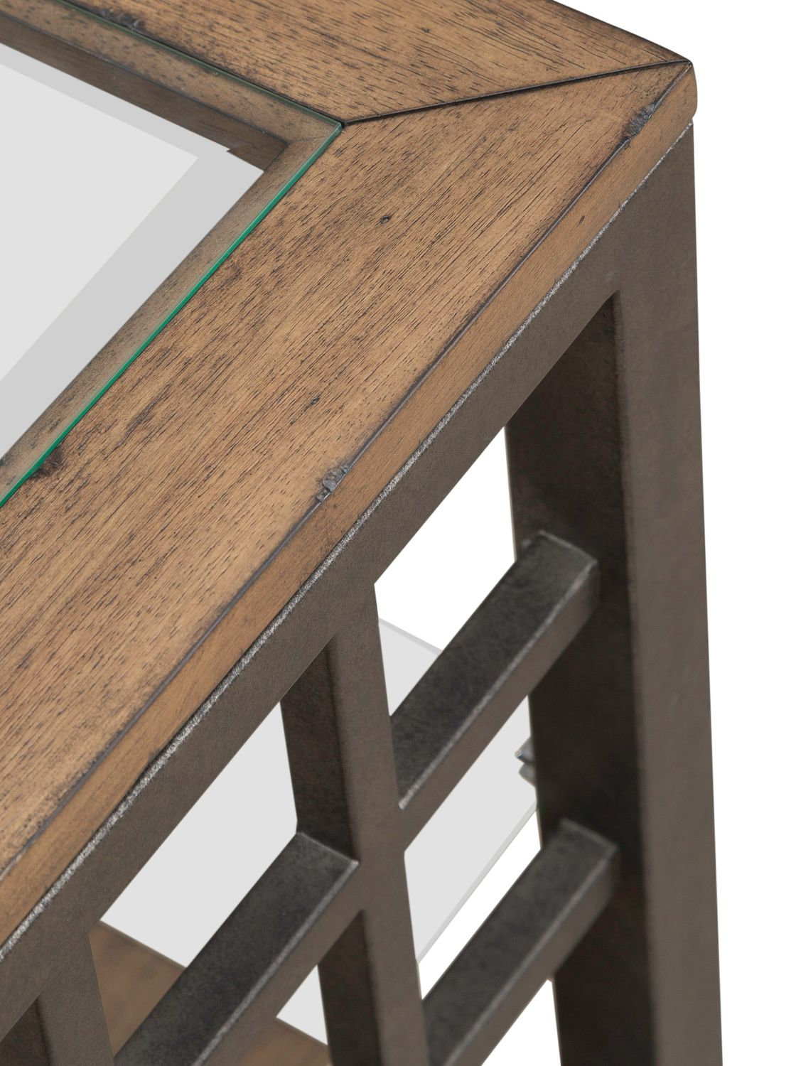 Bayhill Trellis Rectangular Glass/Wood End Table