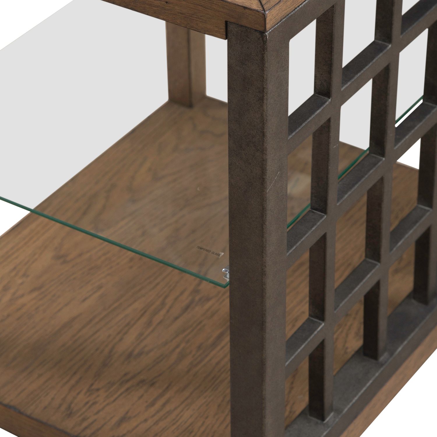 Bayhill Trellis Rectangular Glass/Wood End Table