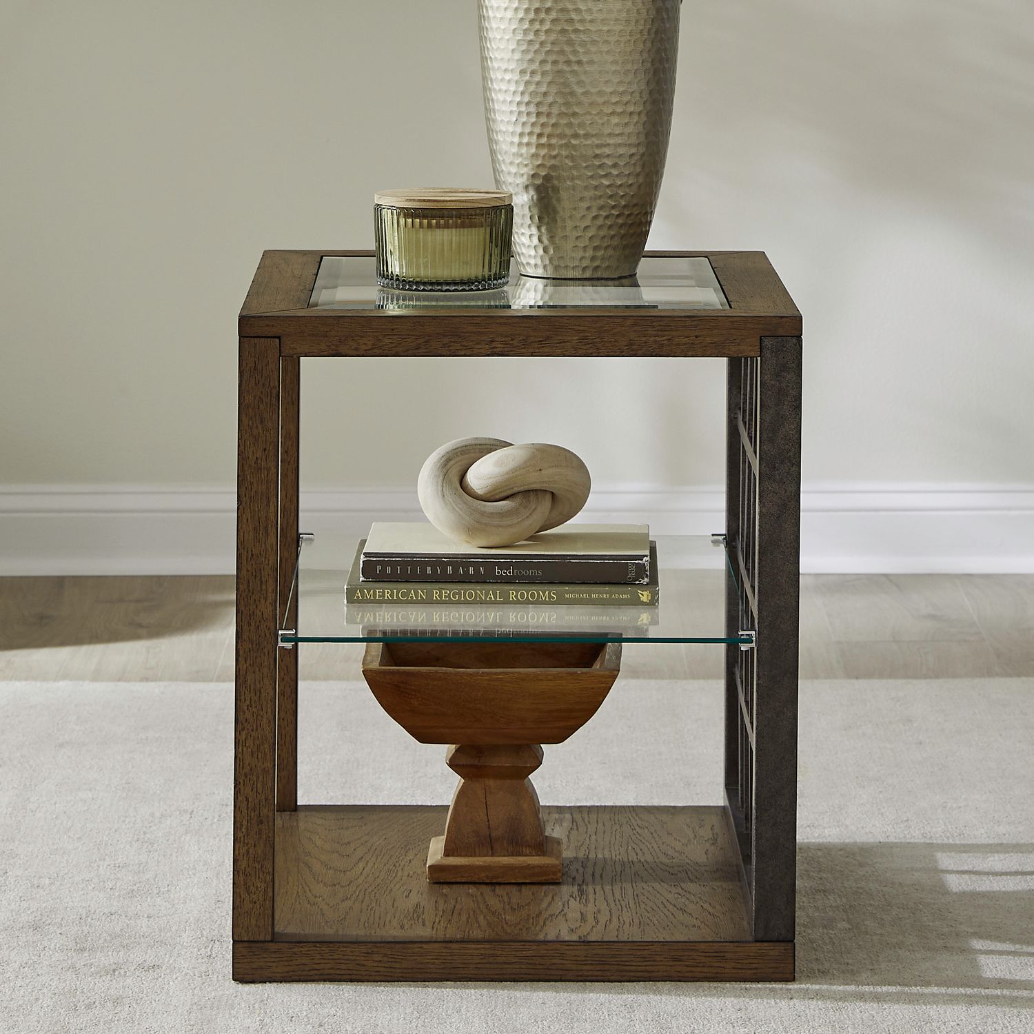 Bayhill Trellis Rectangular Glass/Wood End Table