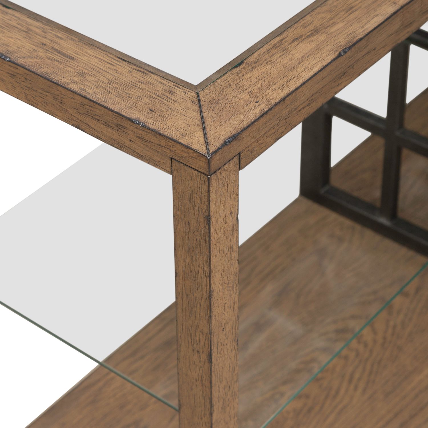 Bayhill Trellis Rectangular Glass/Wood Sofa Table