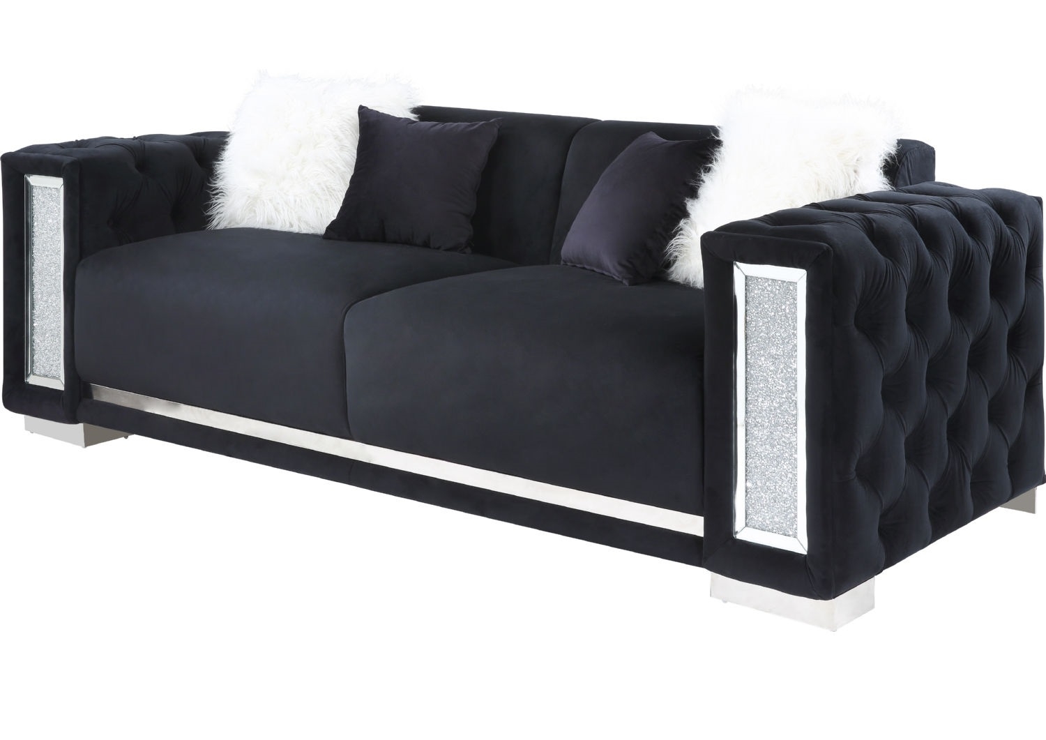 Trislar Velvet Tufted Living Room Set w/Mirror Inserts