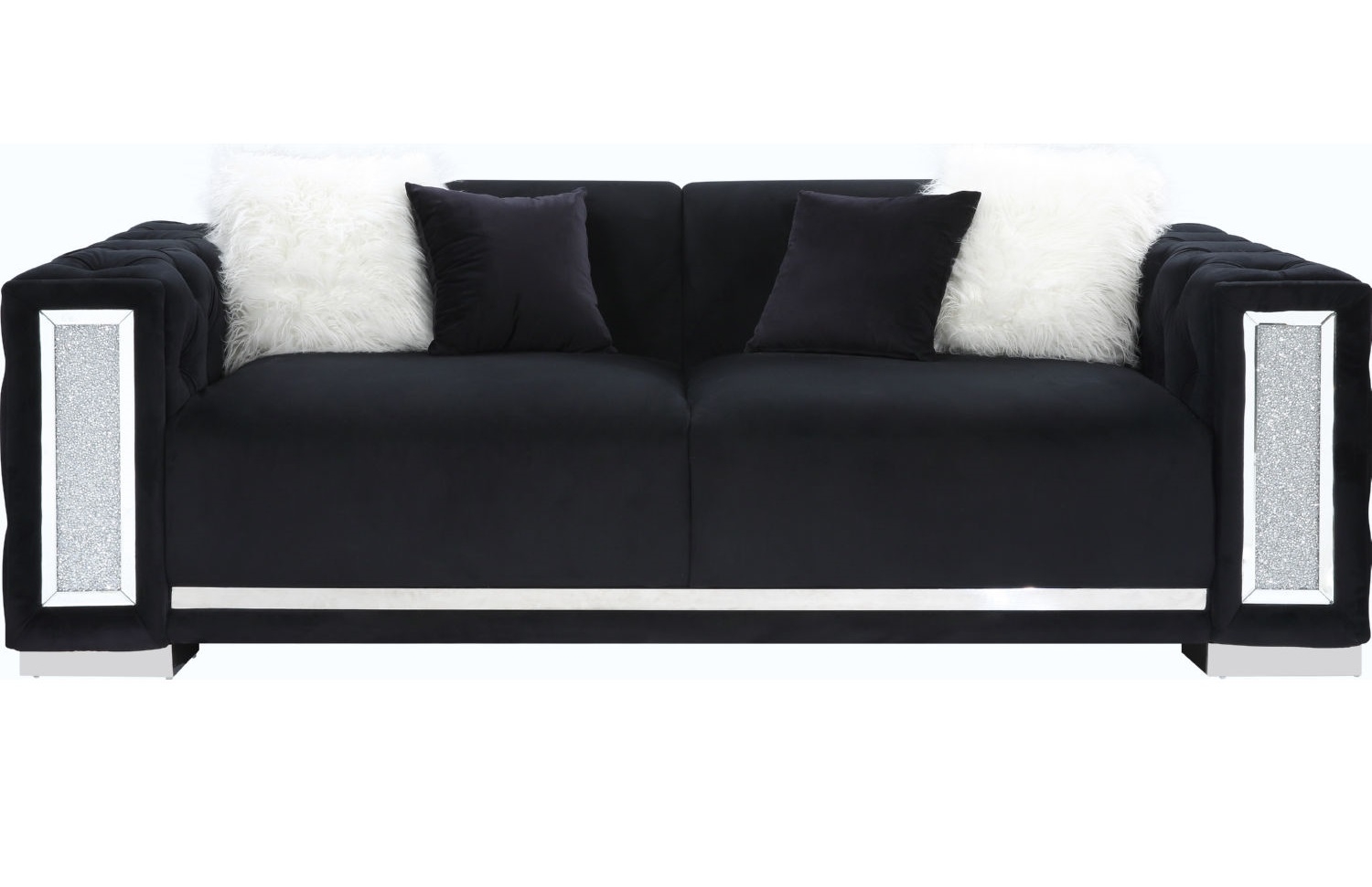 Trislar Velvet Tufted Sofa w/Mirror Inserts