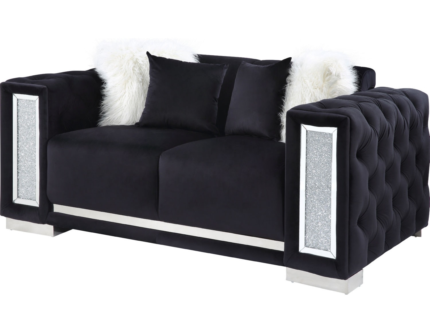 Trislar Velvet Tufted Living Room Set w/Mirror Inserts