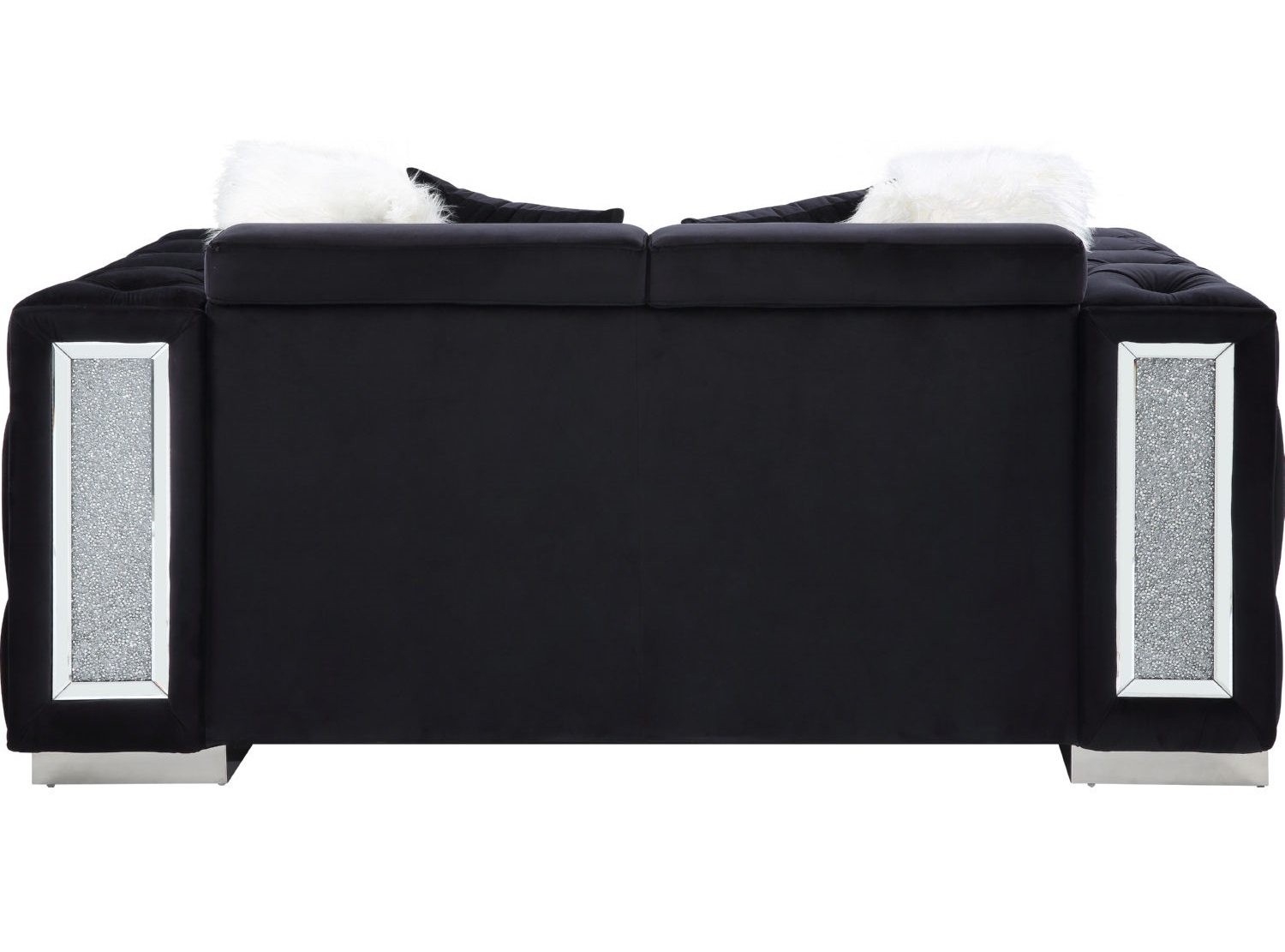 Trislar Velvet Tufted Loveseat w/Mirror Inserts