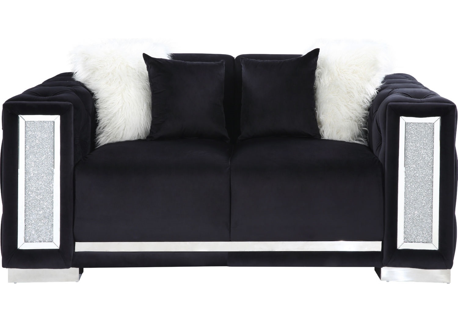 Trislar Velvet Tufted Loveseat w/Mirror Inserts