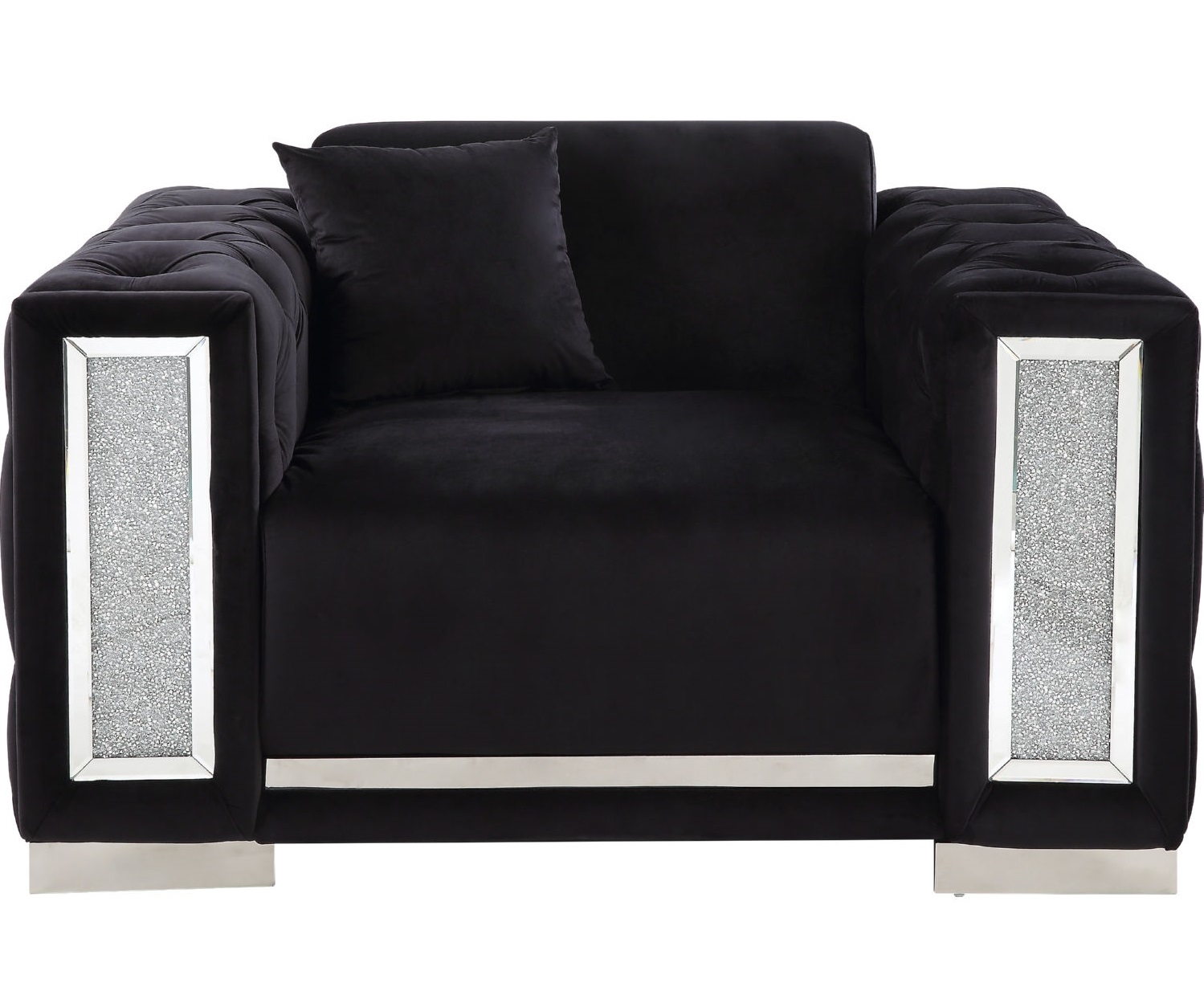 Trislar Velvet Tufted Chair w/Mirror Inserts