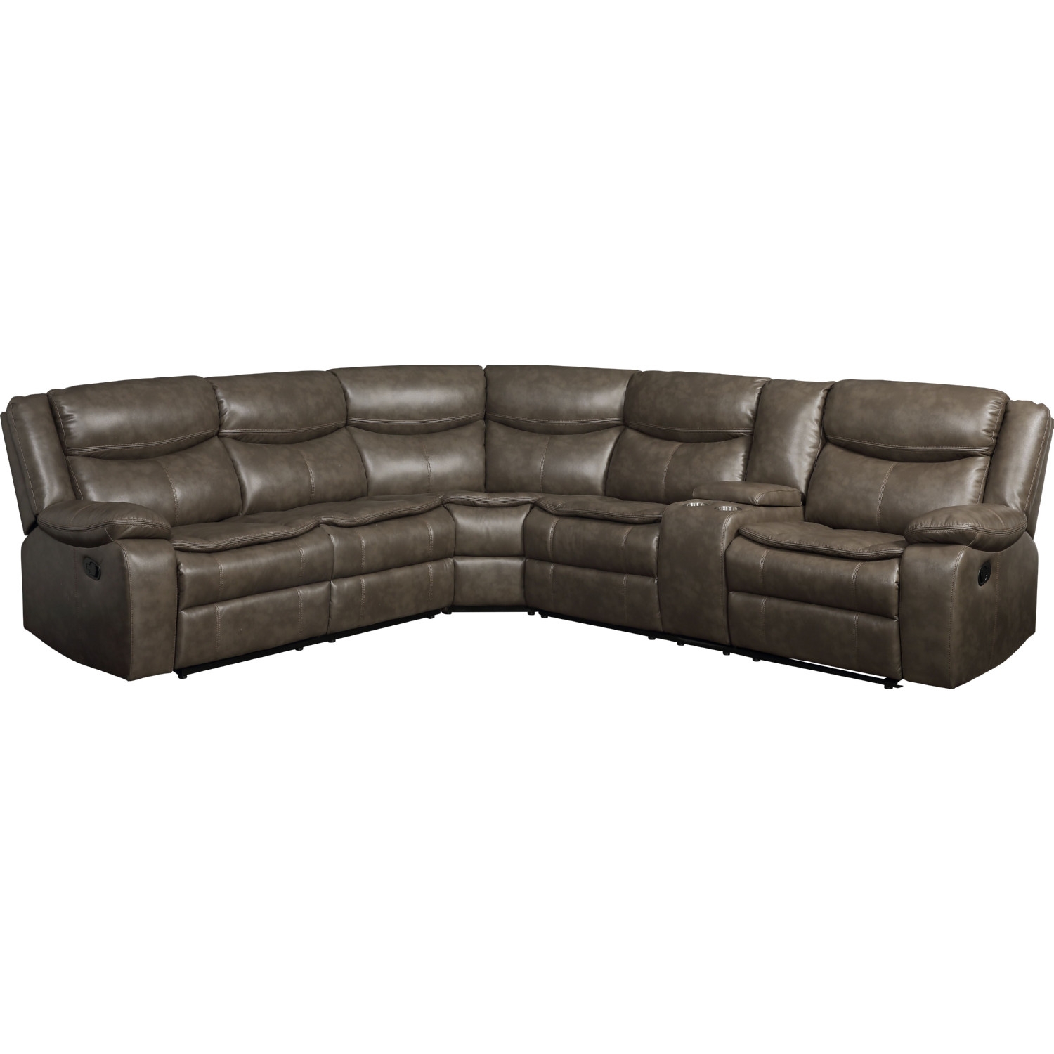 Tavin Leather-Aire Dual Recline L-Shaped Sectional Sofa