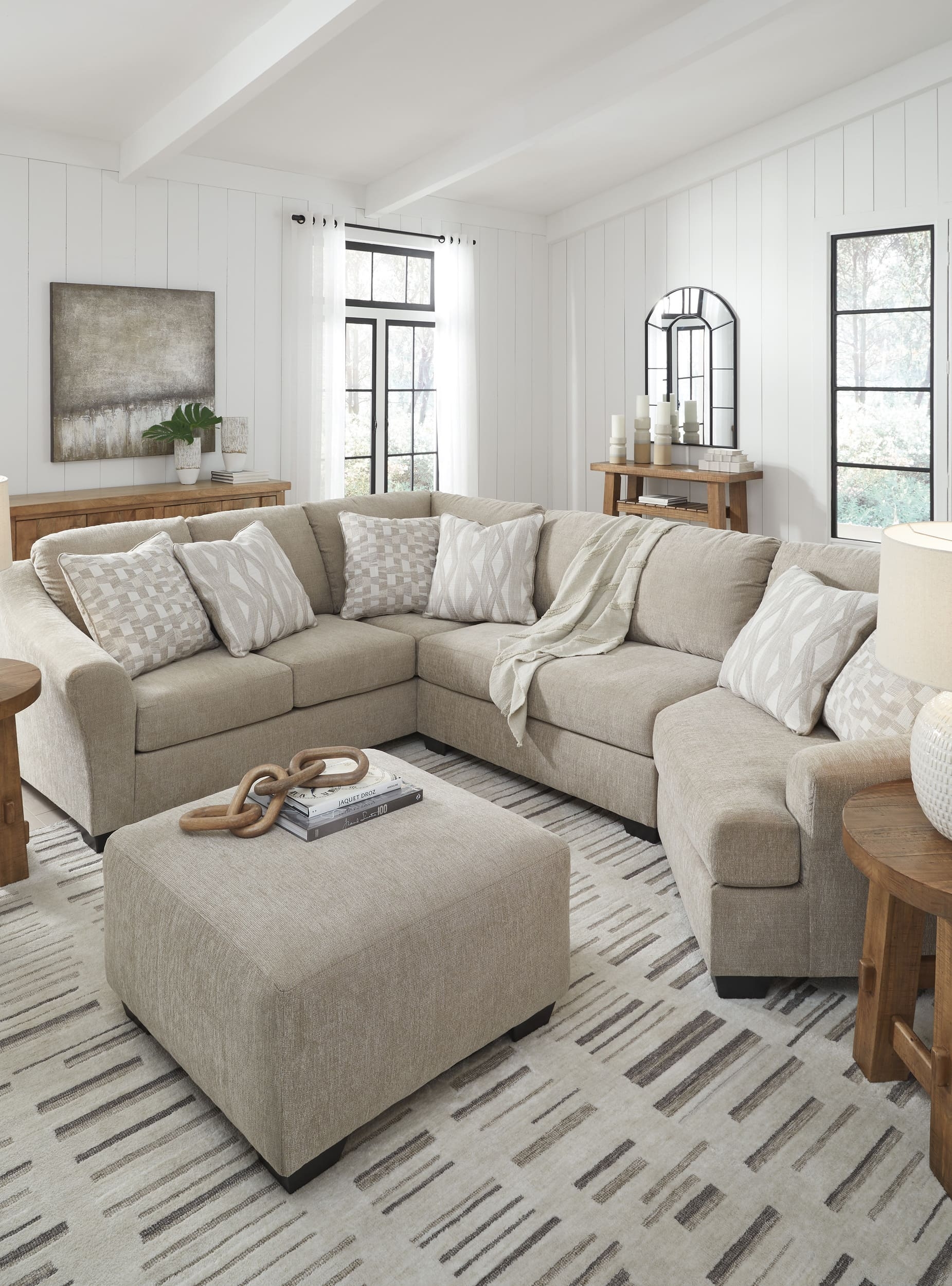 Brogan Bay Cork Sectional Sofa And Ottoman by Ashley