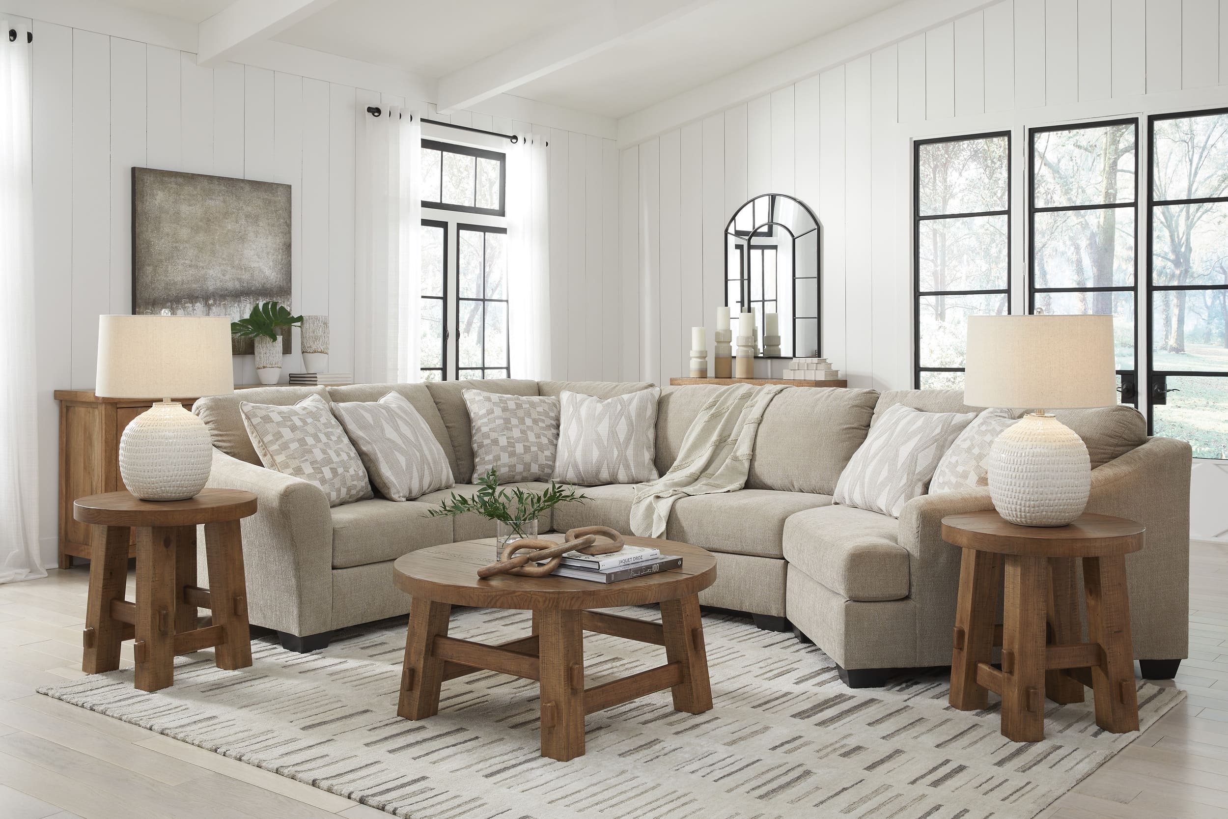 Brogan Bay 3-Piece Polyester Curved Sectional Sofa w/Right Arm Cuddler Facing
