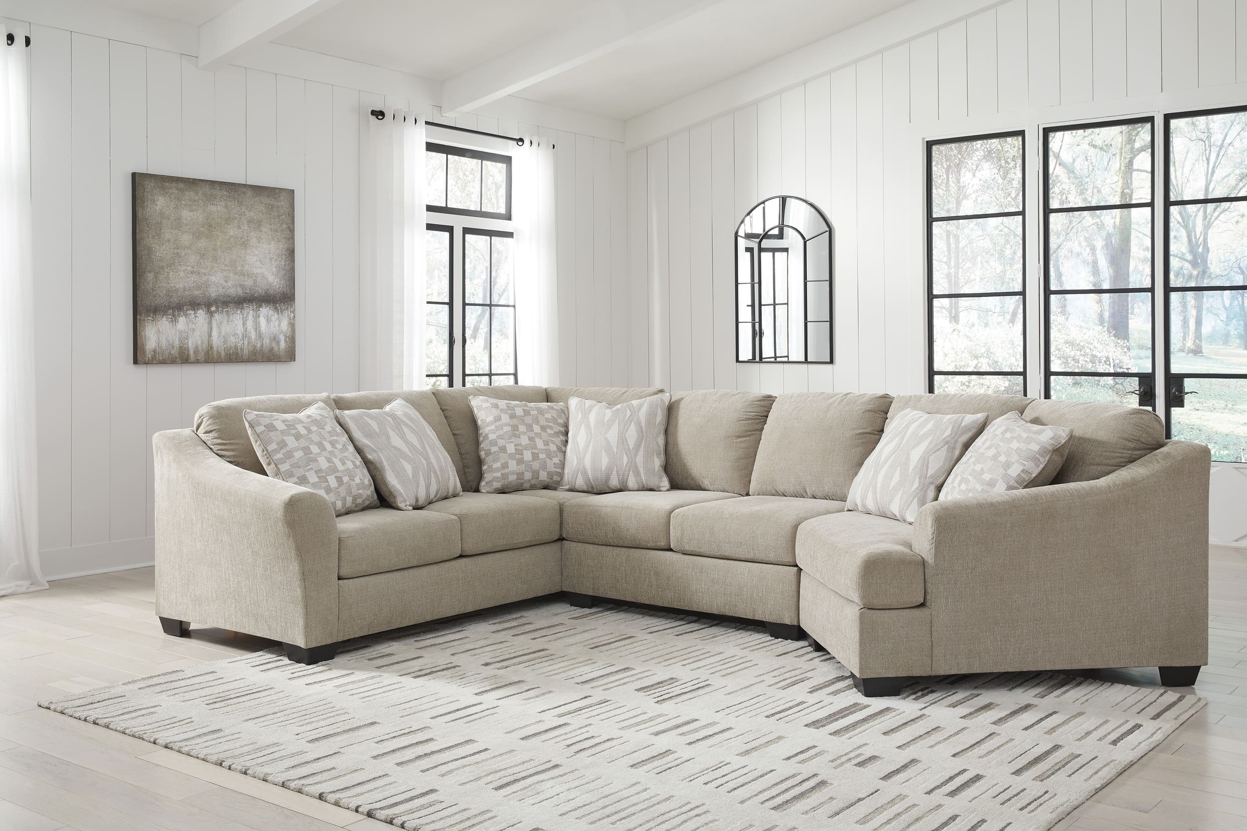 Brogan Bay 3-Piece Polyester Curved Sectional Sofa w/Right Arm Cuddler Facing
