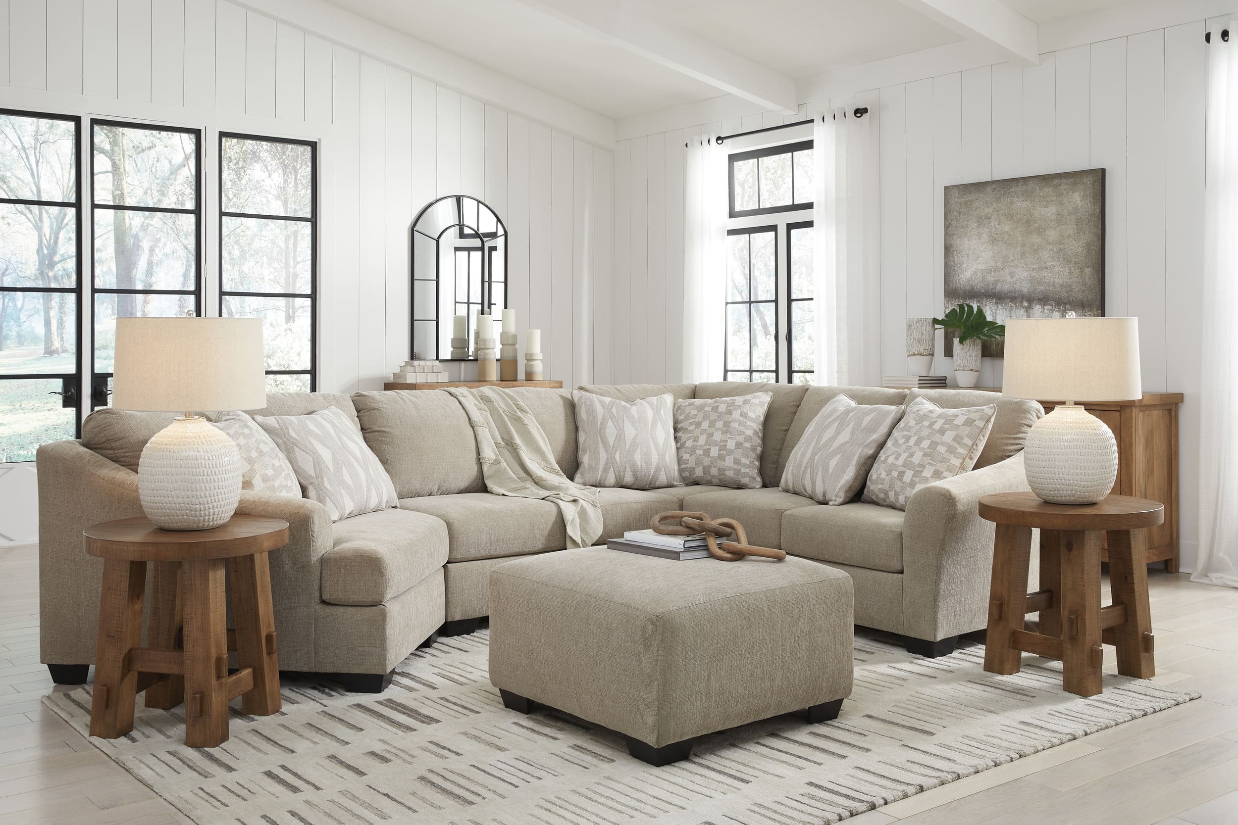Brogan Bay 3-Piece Polyester Curved Sectional Sofa w/Left Arm Cuddler Facing