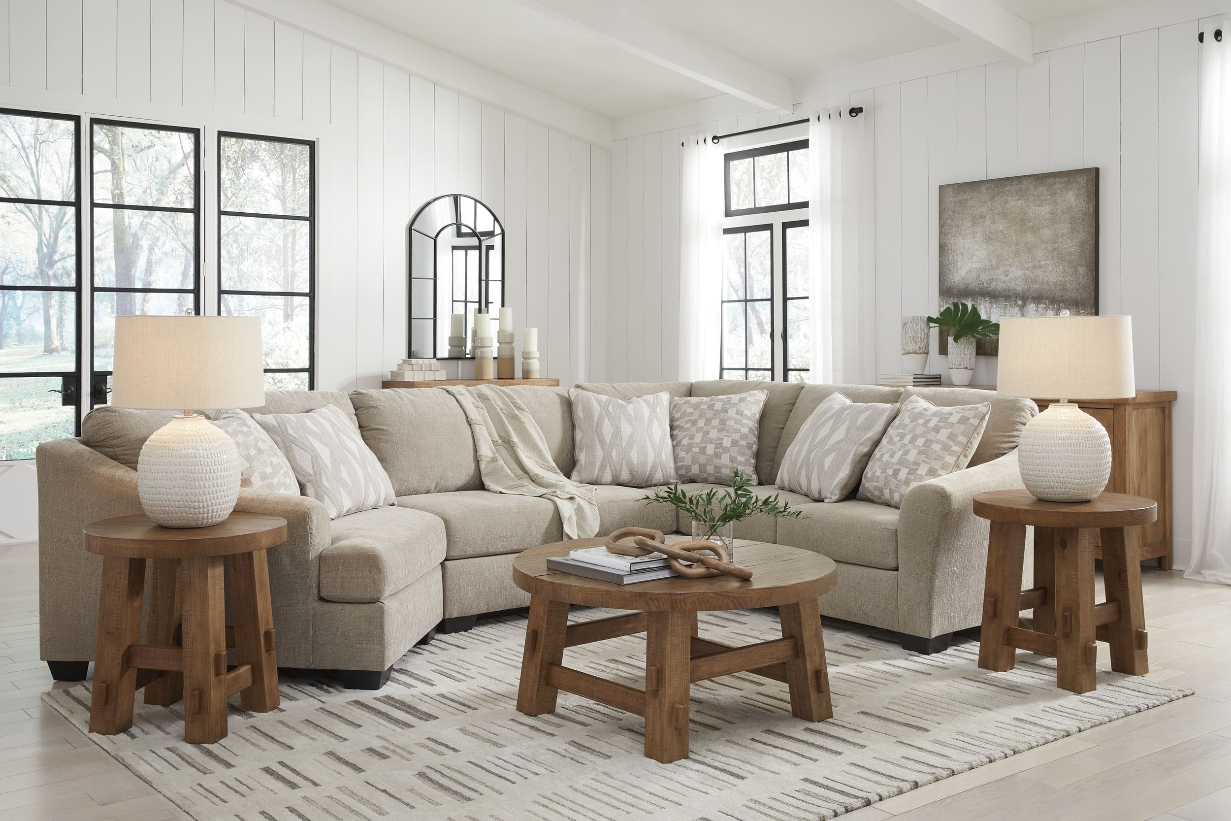 Brogan Bay 3-Piece Polyester Curved Sectional Sofa w/Left Arm Cuddler Facing