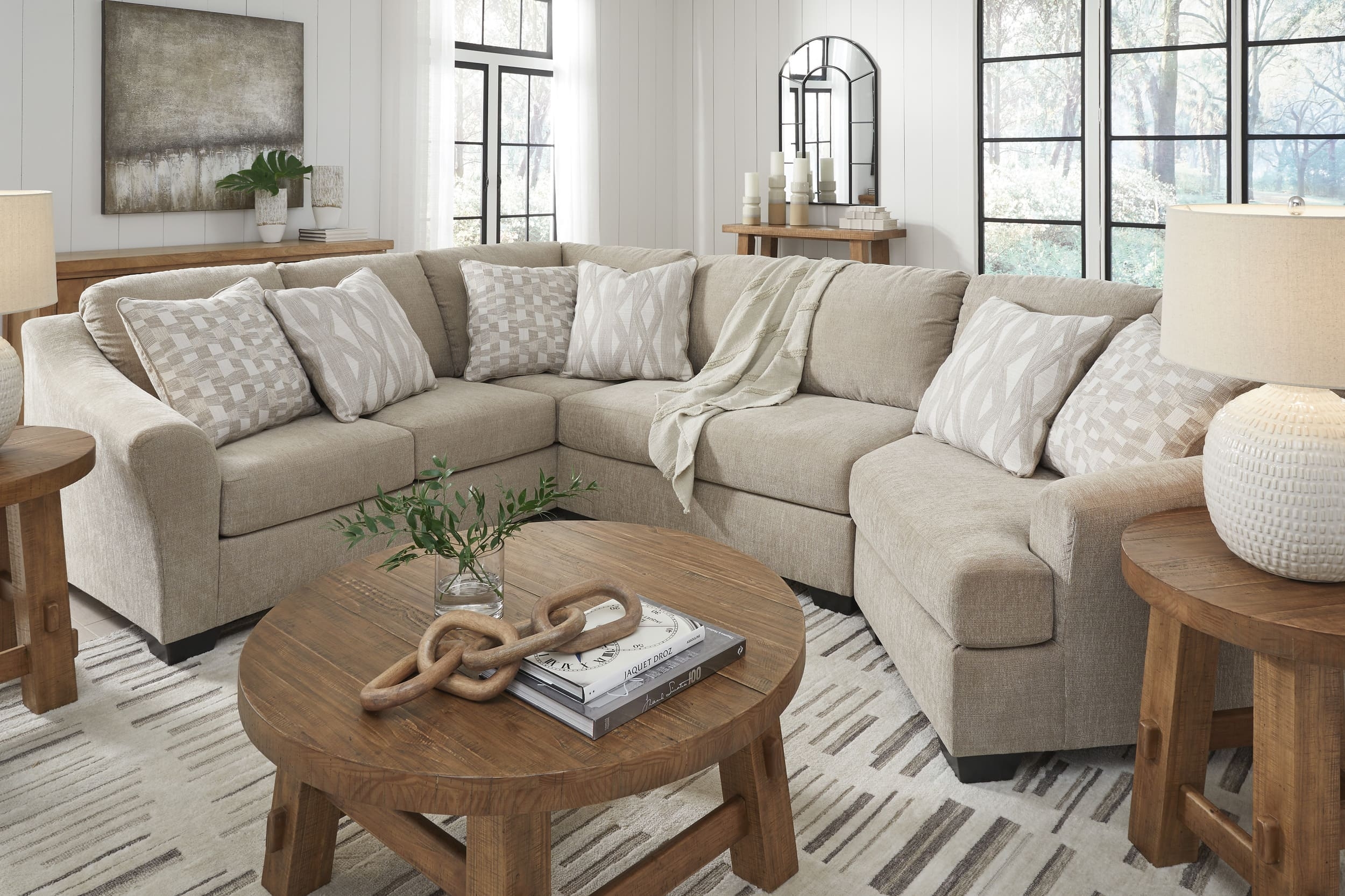 Brogan Bay 3-Piece Polyester Curved Sectional Sofa w/Right Arm Cuddler Facing