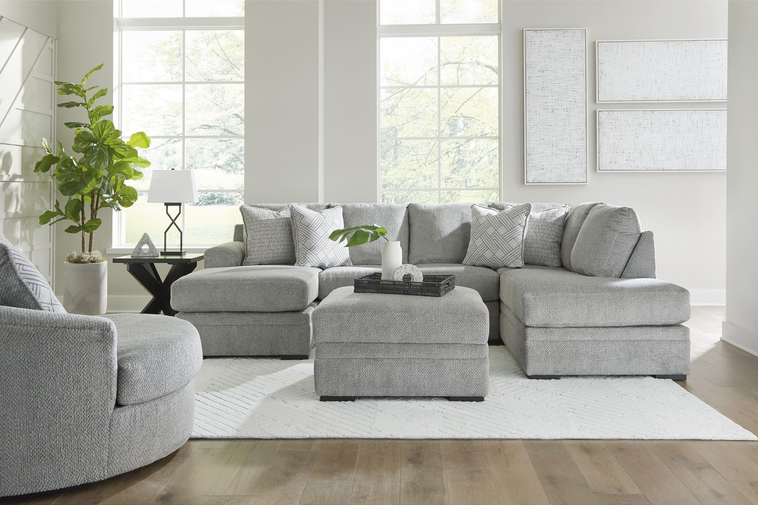 Casselbury Cement Sofa Chaise And Ottoman by Ashley