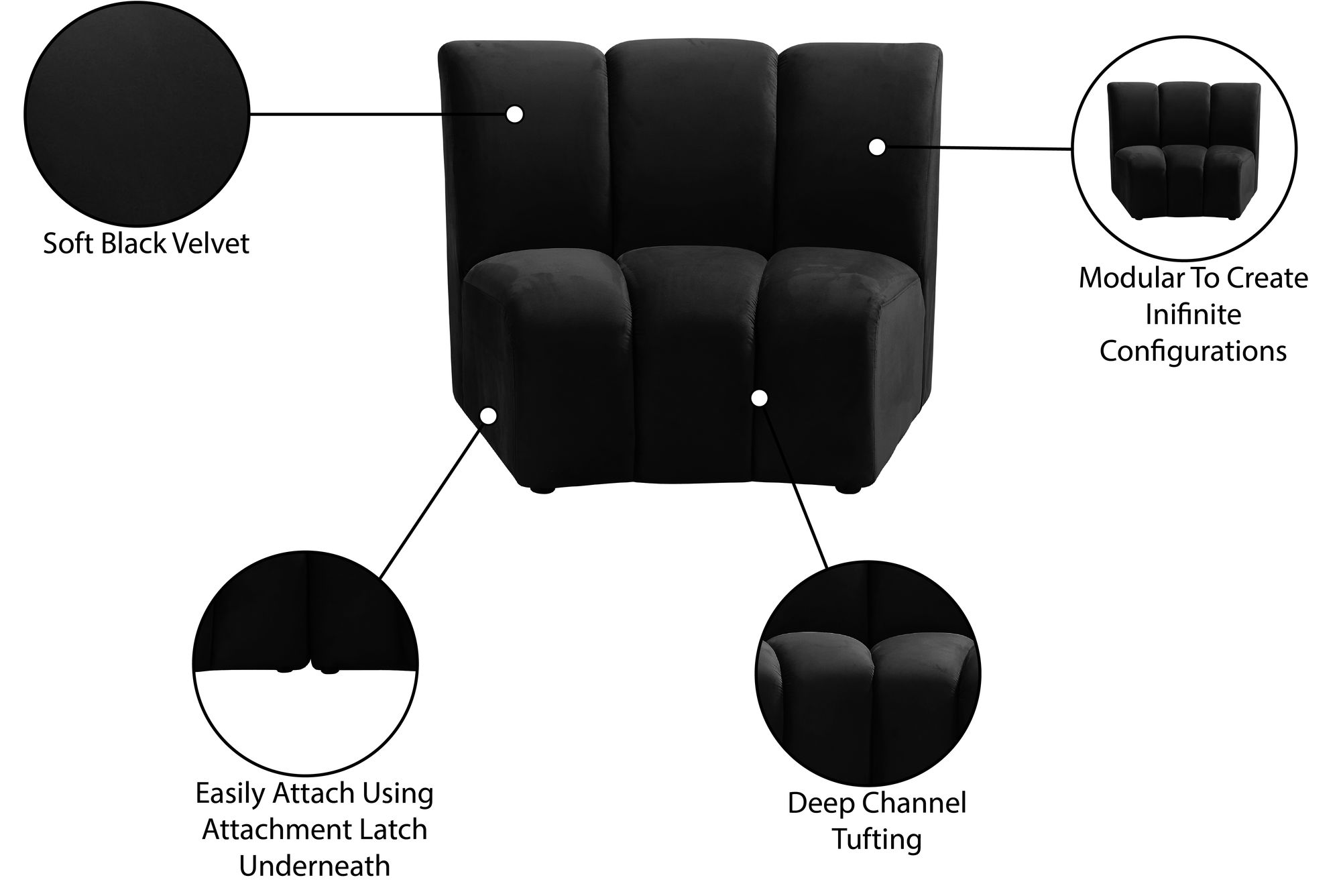 Infinity Velvet Modular Chair