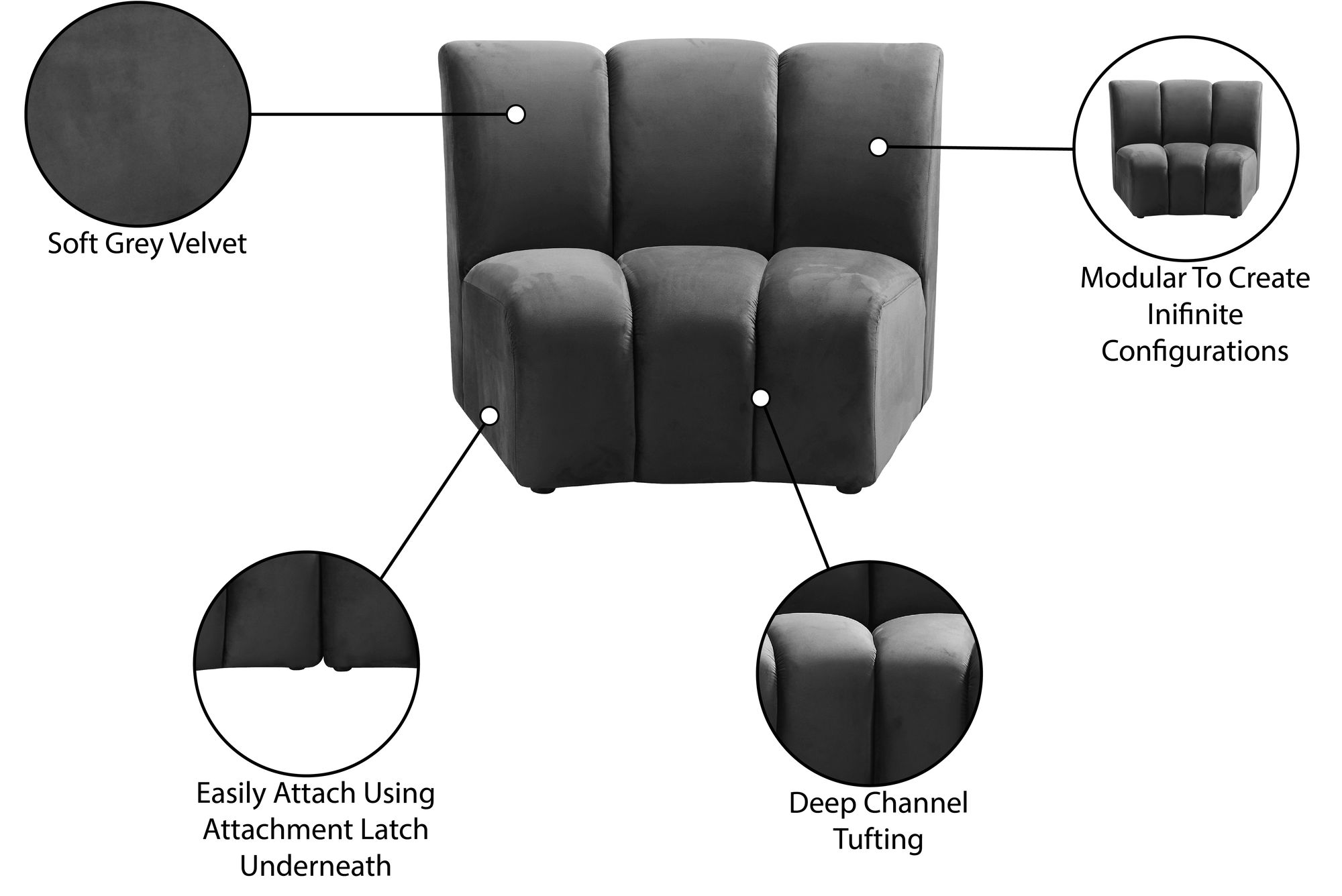 Infinity Velvet Modular Chair