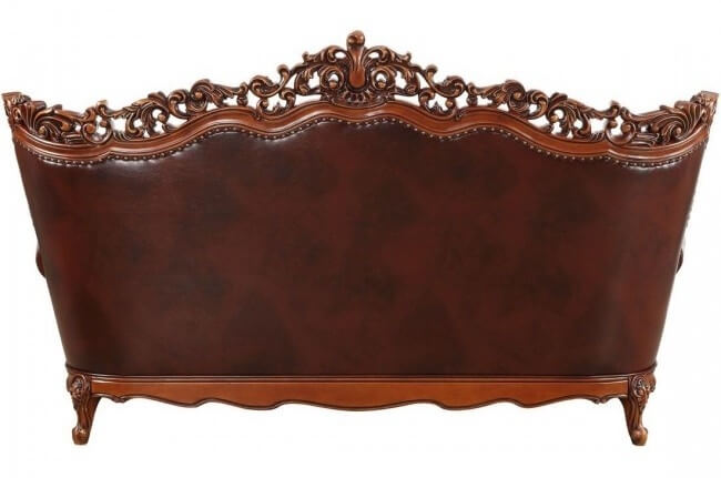 Eustoma Top Grain Leather/Wood Tufted Sofa w/Pillows