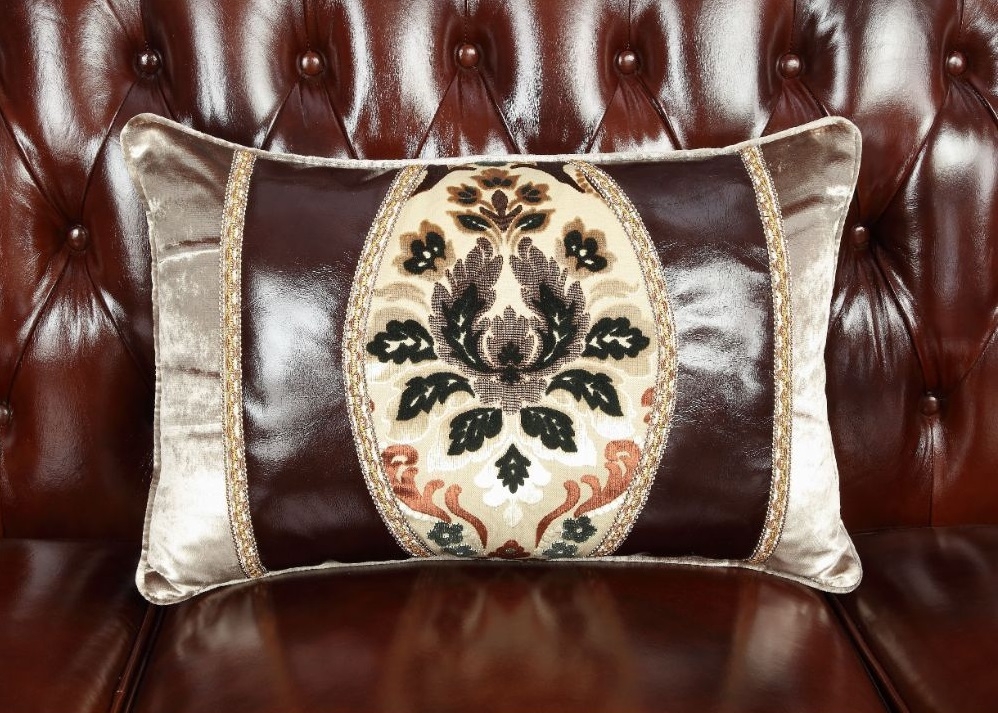 Eustoma Top Grain Leather/Wood Tufted Living Room Set