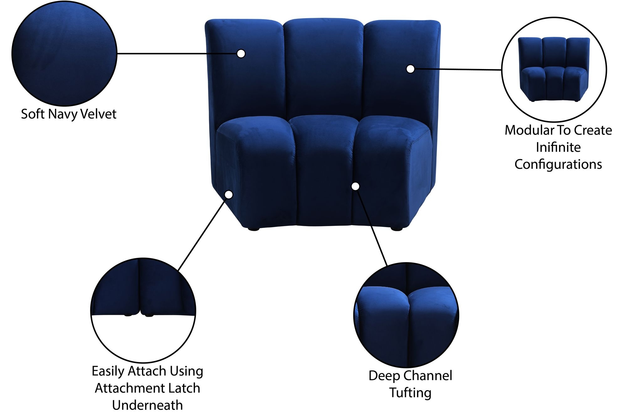 Infinity Velvet Modular Chair