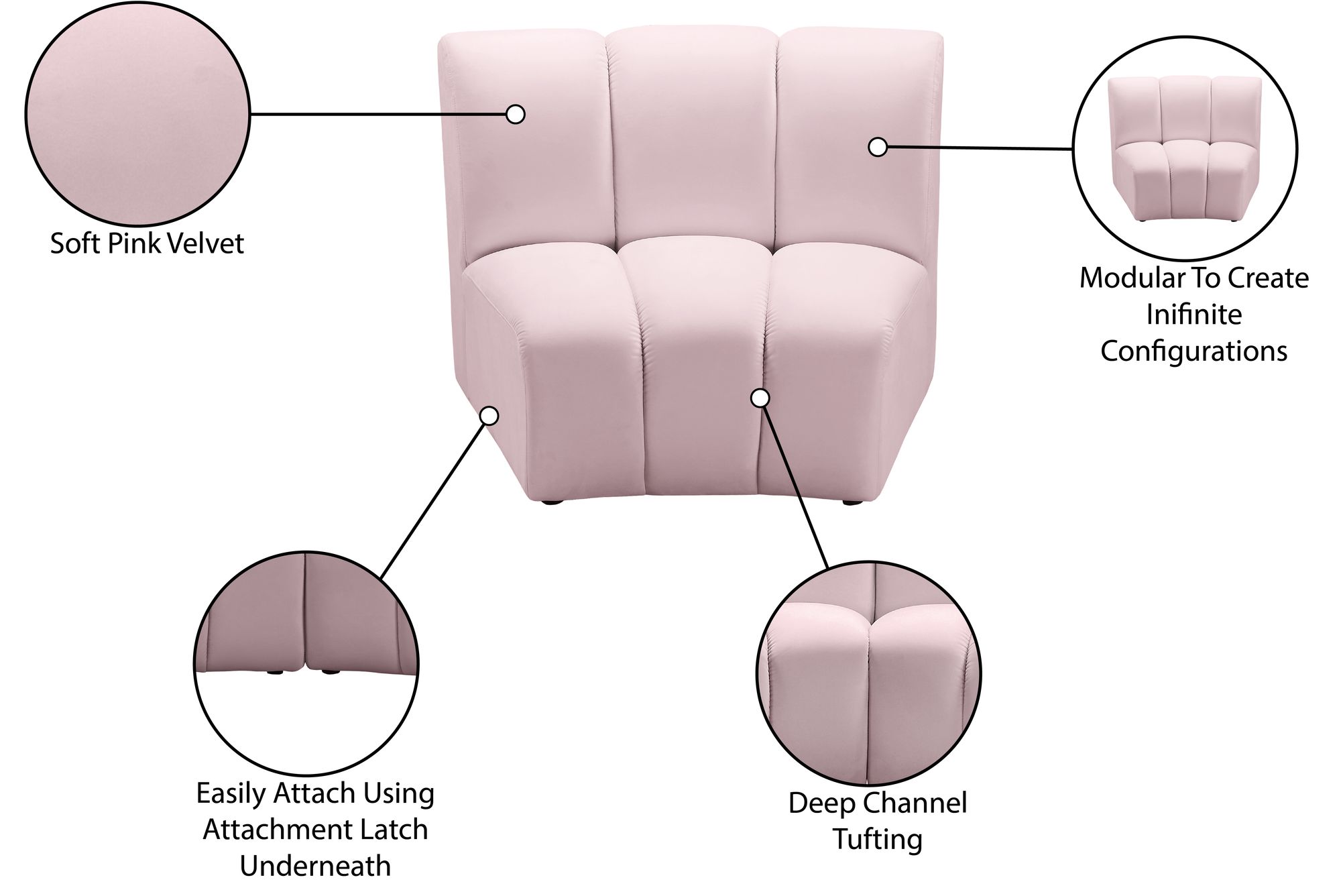 Infinity Velvet Modular Chair
