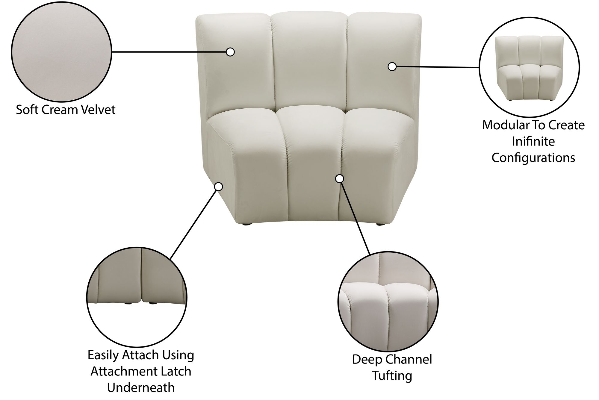Infinity Velvet Modular Chair