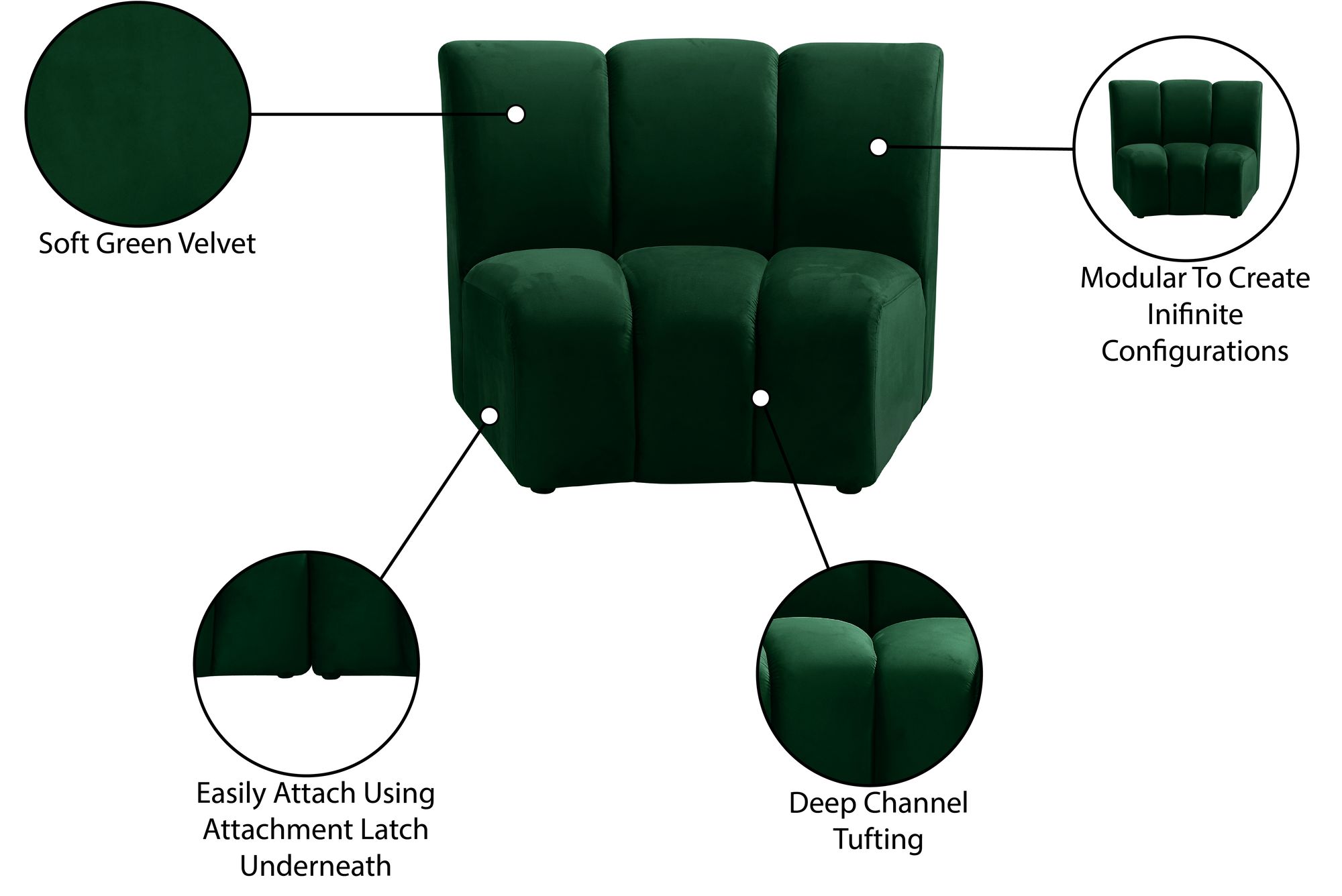 Infinity Velvet Modular Chair