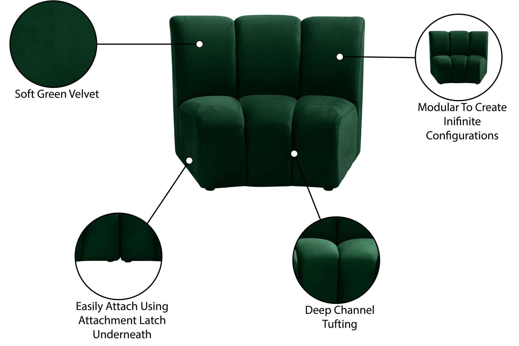 Infinity Velvet Modular Chair