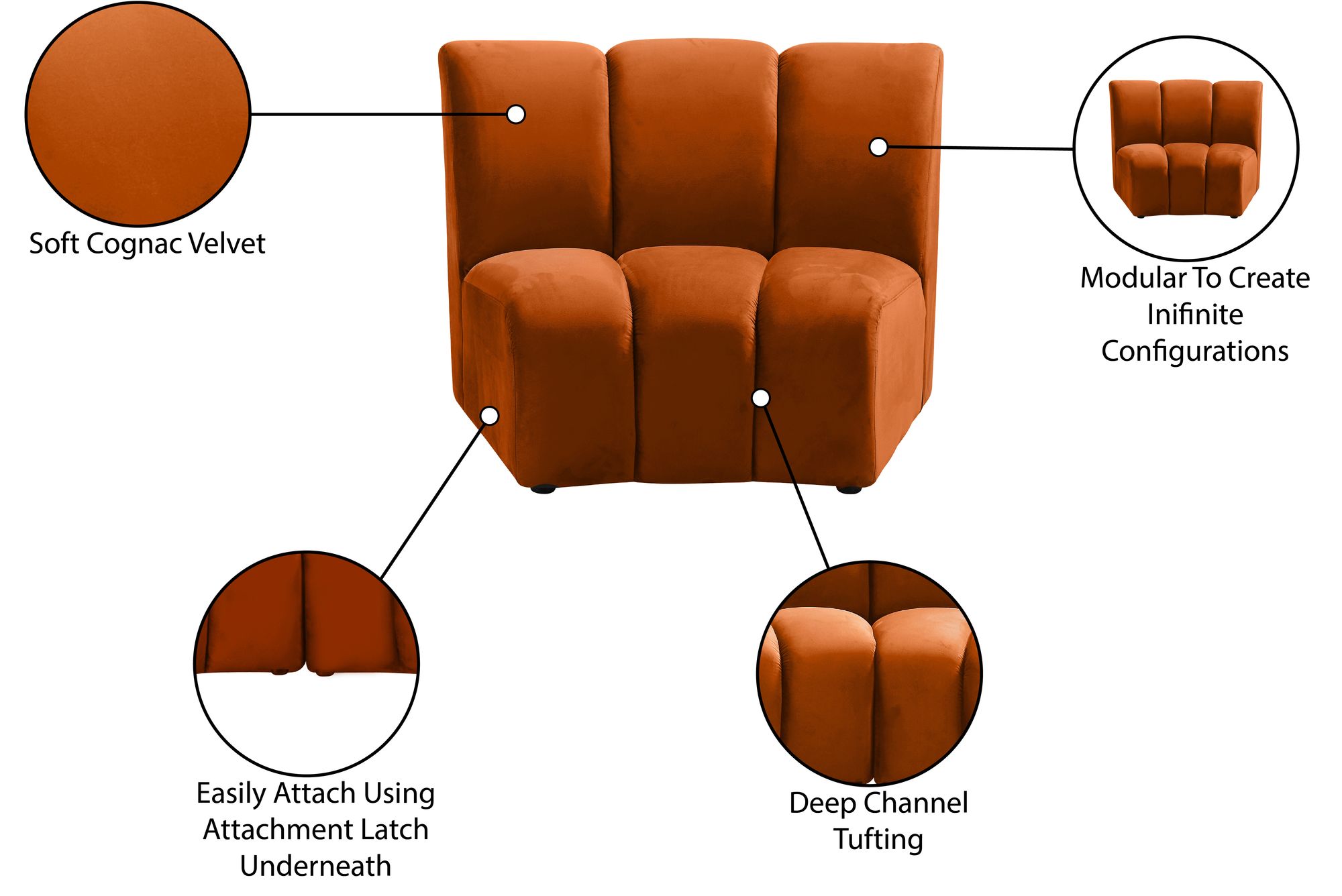 Infinity Velvet Modular Chair