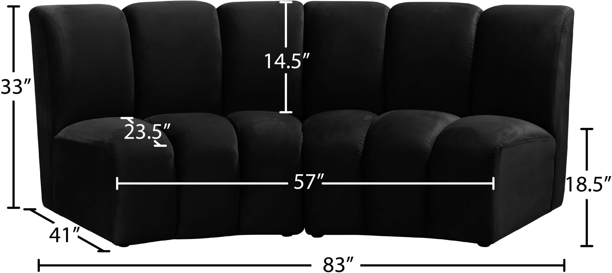 Infinity Velvet Modular Loveseat