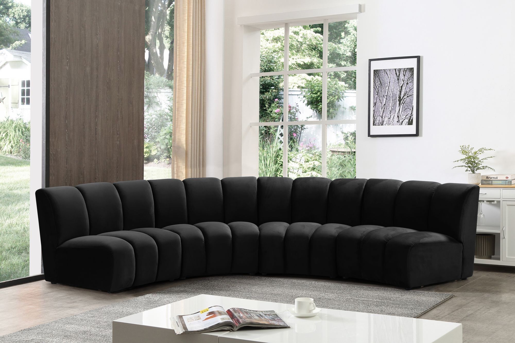 Infinity 148" 4-Piece Velvet Modular Sectional