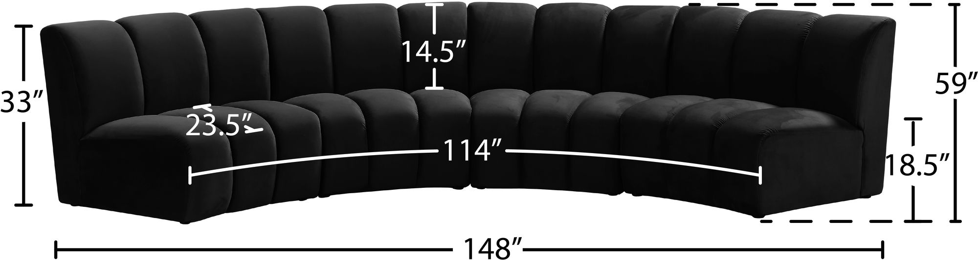 Infinity 148" 4-Piece Velvet Modular Sectional