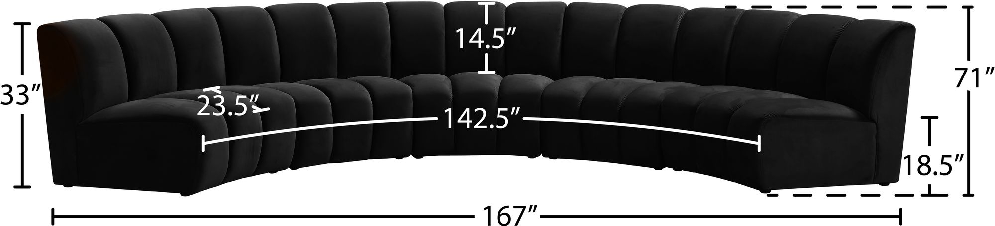 Infinity 167" 5-Piece Boucle Fabric Sectional Sofa