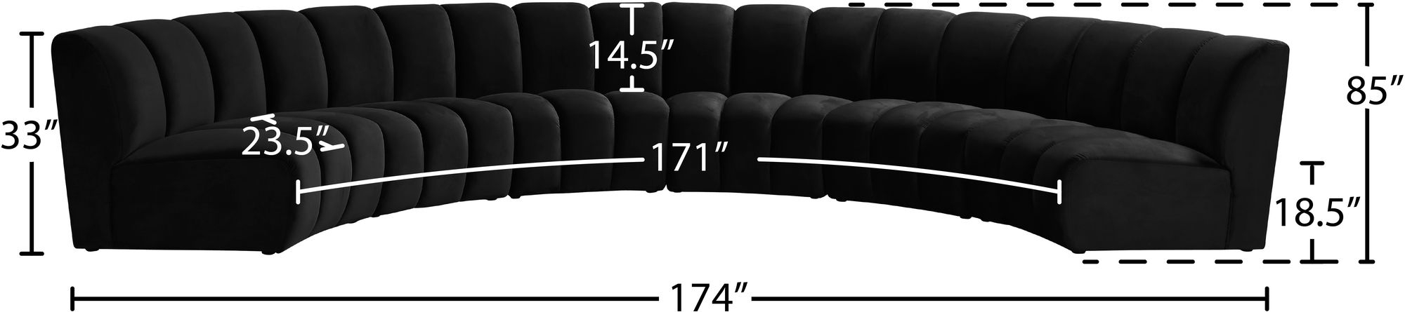 Infinity 174" 6-Piece Boucle Fabric Sectional Sofa