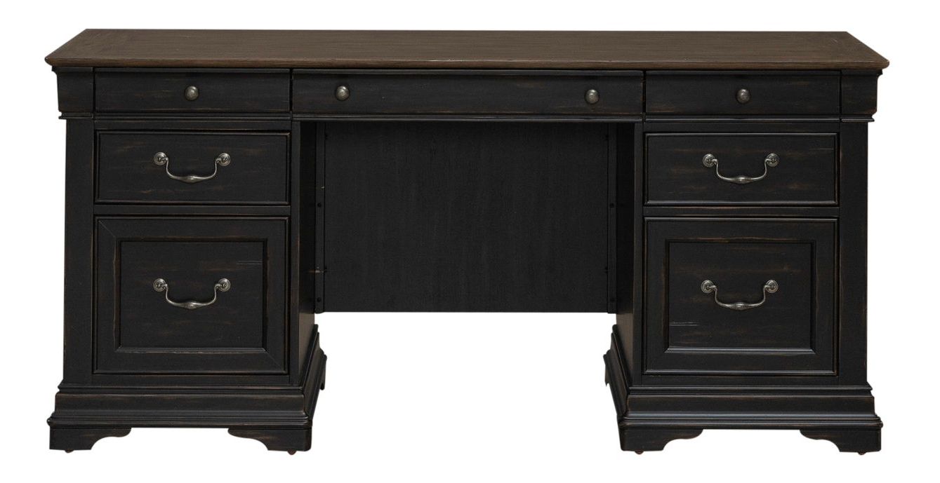Meritage Wood 7-Drawer Jr Executive Credenza