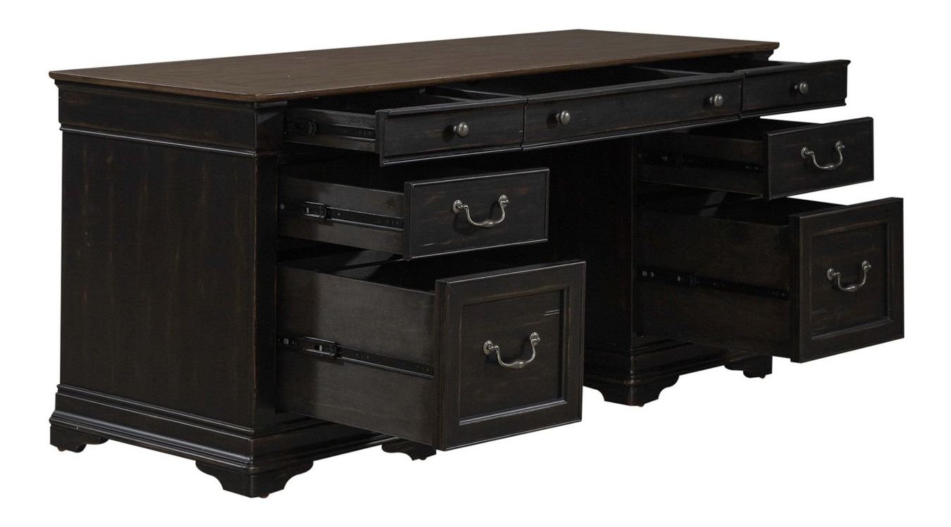 Meritage Wood 7-Drawer Jr Executive Credenza