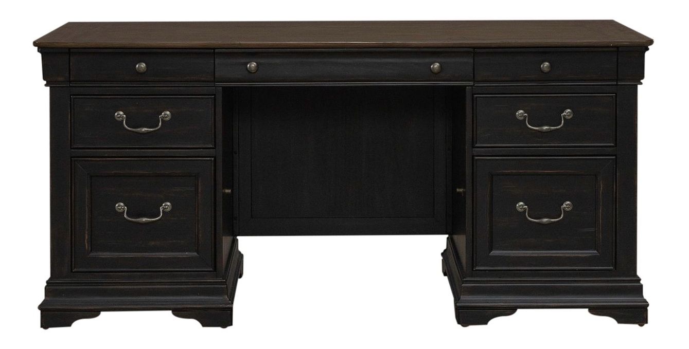 Meritage Rectangular Wood 3-Drawer Jr Executive Desk