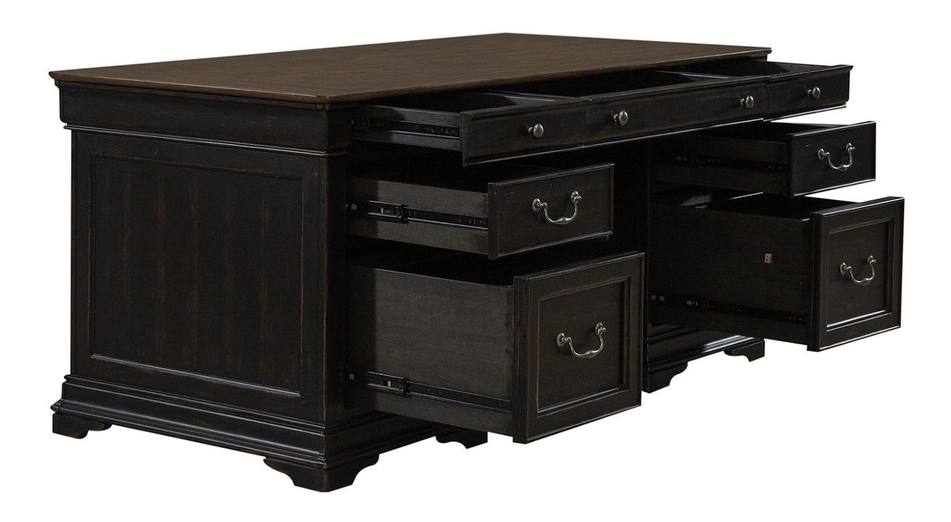 Meritage Rectangular Wood 3-Drawer Jr Executive Desk