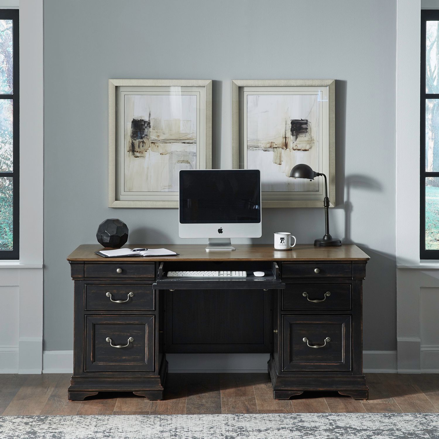 Meritage Rectangular Wood 3-Drawer Jr Executive Desk