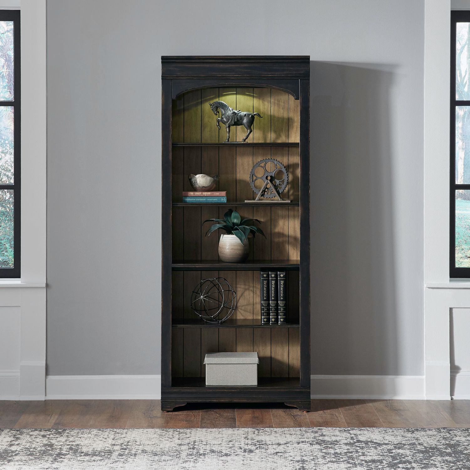 Meritage Wood Bunching Bookcase w/LED Lighting