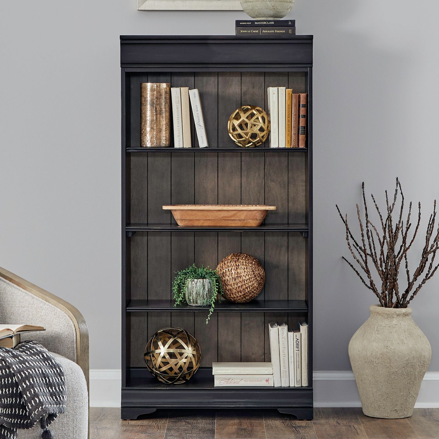 Meritage Wood Stepped Bookcase Wall