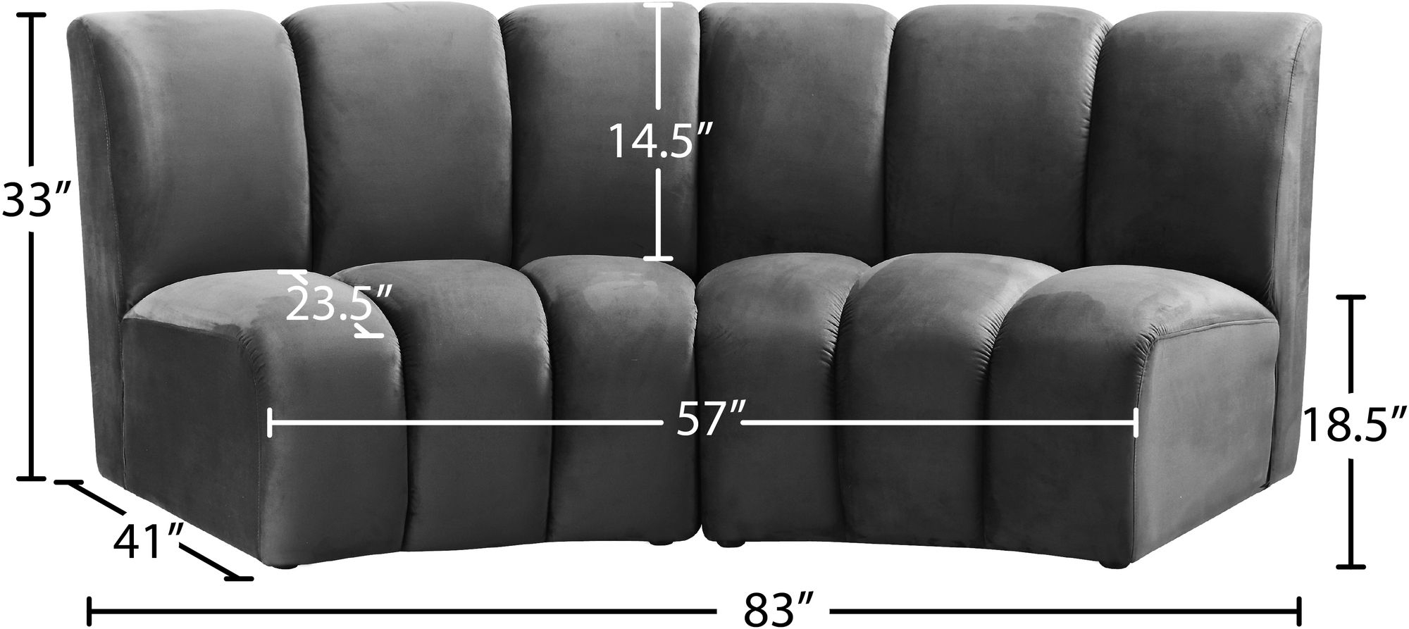 Infinity Velvet Modular Loveseat