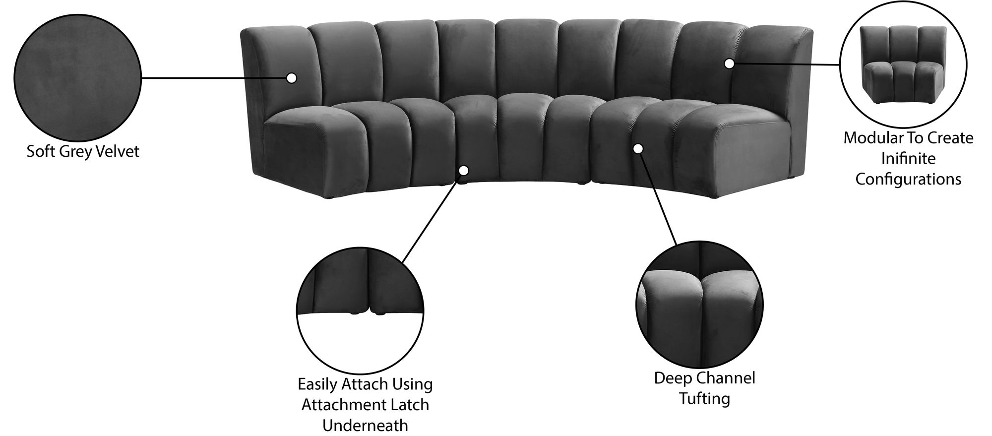 Infinity Velvet Modular Sofa