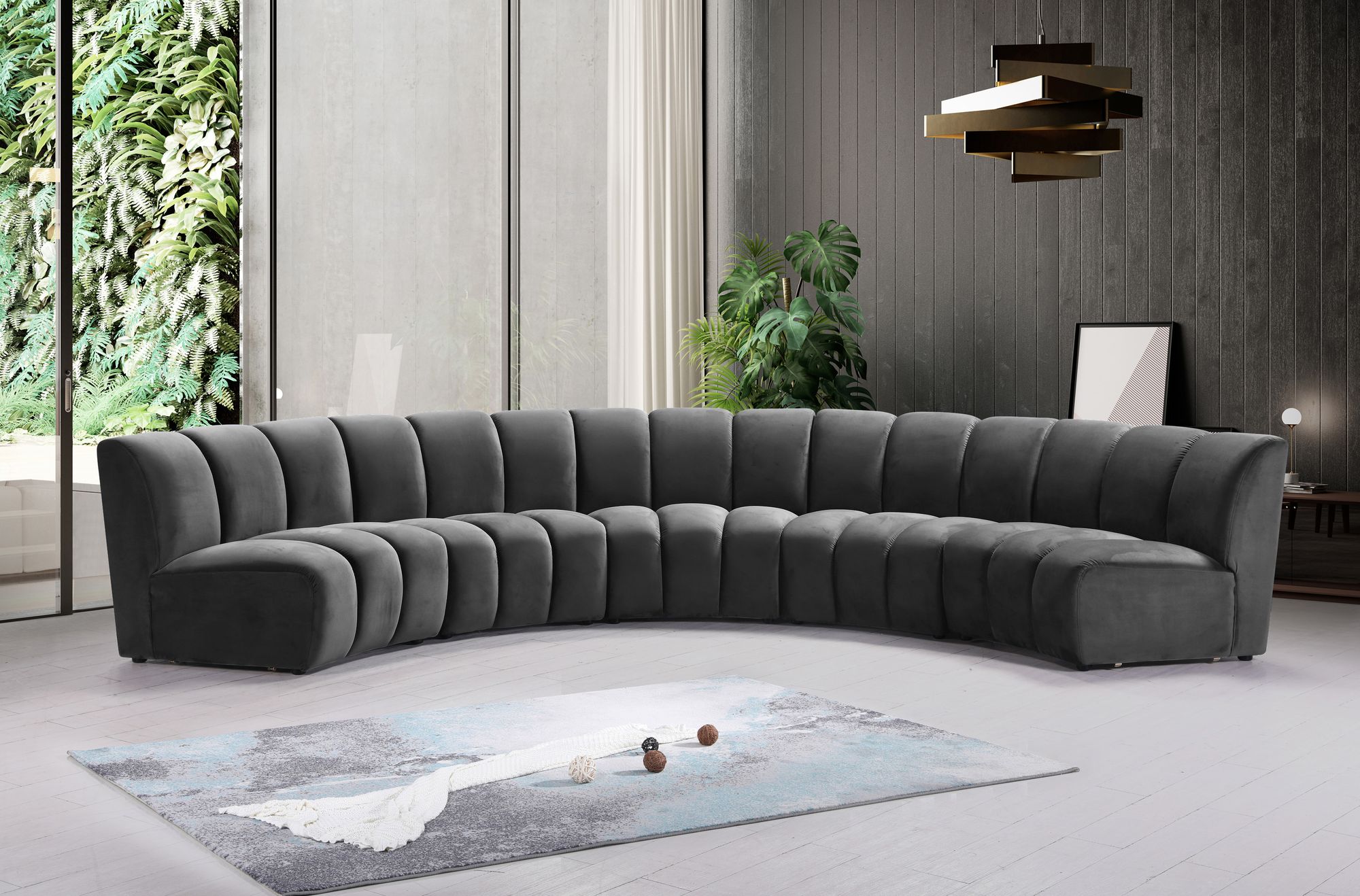 Infinity 167" 5-Piece Velvet Modular Sectional