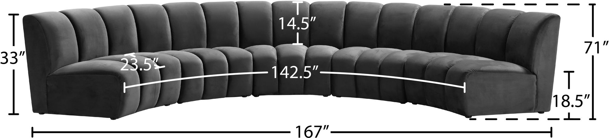 Infinity 167" 5-Piece Boucle Fabric Sectional Sofa
