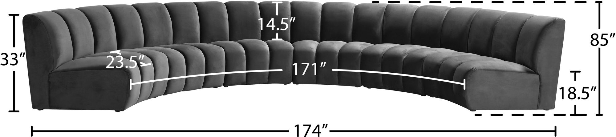 Infinity 174" 6-Piece Boucle Fabric Sectional Sofa
