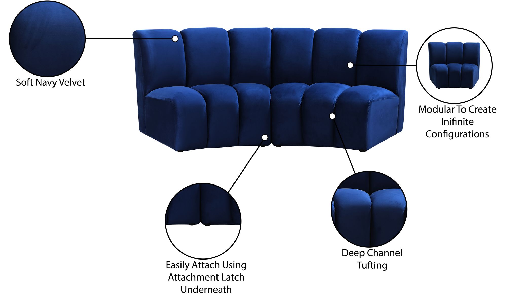 Infinity Velvet Modular Loveseat